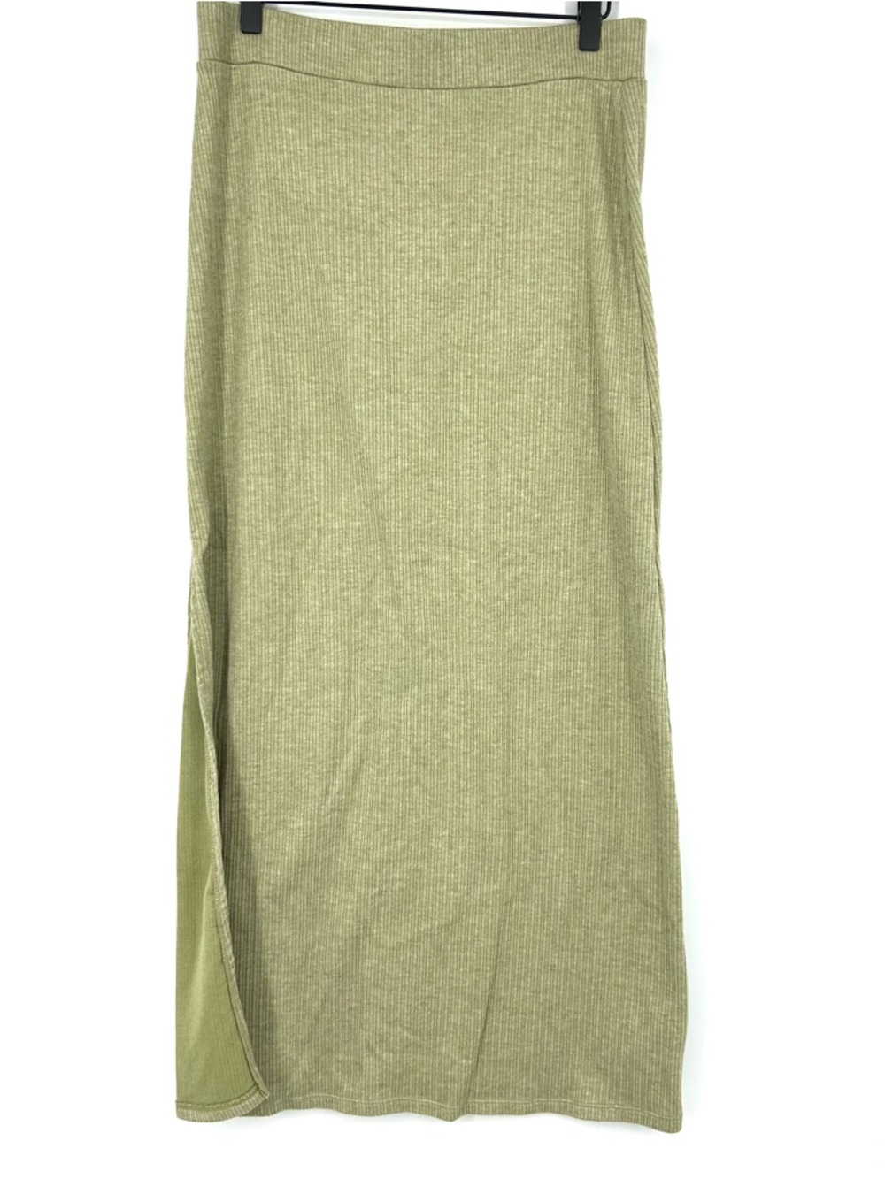 Halara Ribbed High Waisted Maxi Skirt Green